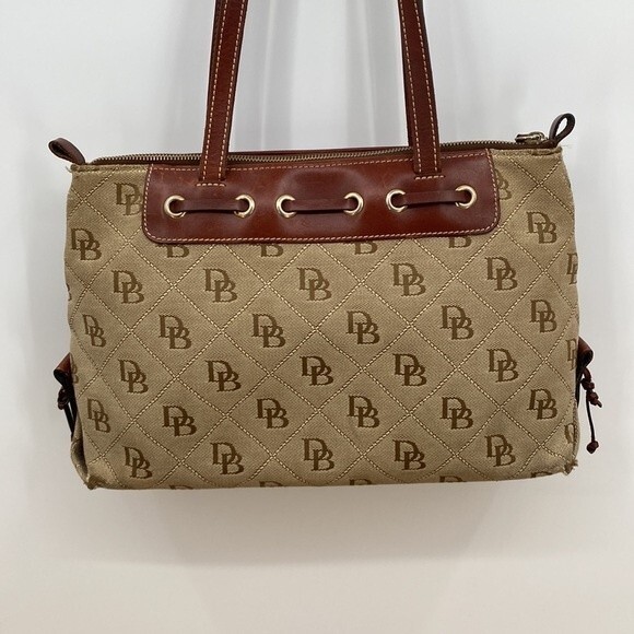 Dooney & Bourke Womens Signature Print Tote Shoulder Bag Tan Brown Large - Picture 5 of 14